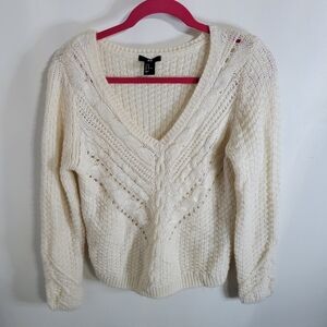 H&M Cream Pattern Knit Sweater - Size M